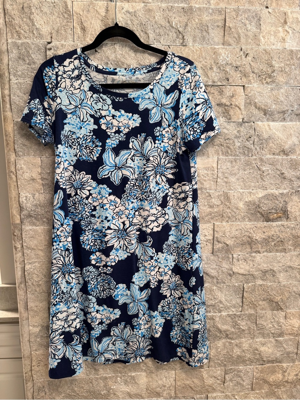 Women’s Blue Floral Short-Sleeve Dress